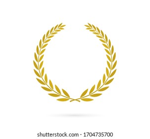 Vector illustration of golden laurel wreath on light background.