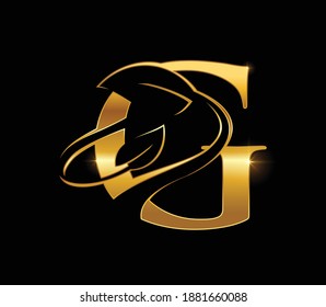 A Vector Illustration of Golden Leaf Monogram Initial Letter G