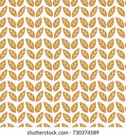 Vector illustration of golden leaves seamless pattern. Floral organic background. Hand drawn leaf texture.