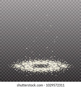 Vector illustration of a golden light ray with glitter, a light beam, a glow effect, an explosion, a flash on a transparent background