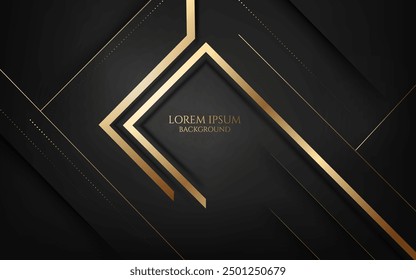 vector illustration golden lines luxury digital geometric black background and wallpaper and cover design element.