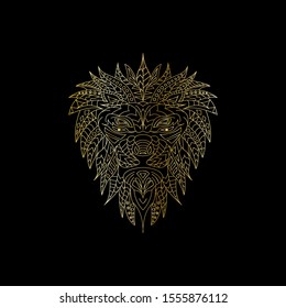 vector illustration of golden lion drawing
