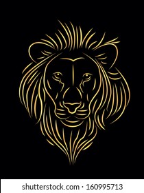 vector illustration of golden lion drawing 