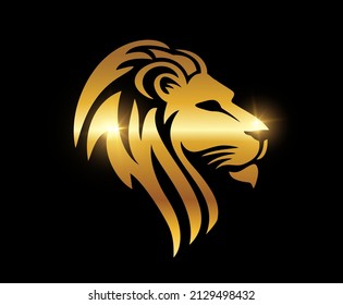 A vector illustration of Golden Lion Head Vector Logo Sign