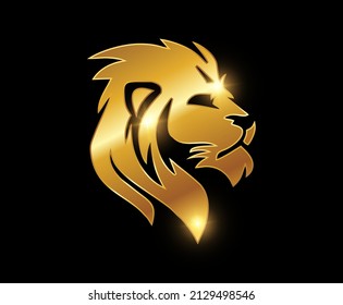 A vector illustration of Golden Lion Head Vector Logo Sign