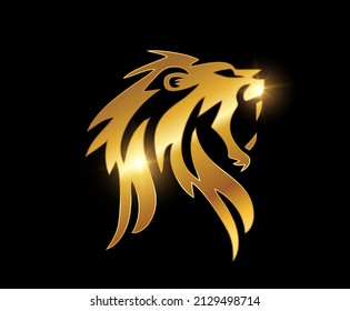 A vector illustration of Golden Lion Head Vector Logo Sign