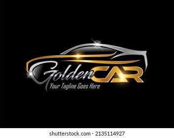 A vector illustration of Golden Luxury car Logo Sign