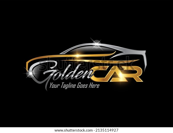 A\
vector illustration of Golden Luxury car Logo\
Sign