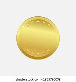 Vector illustration of golden medal, badge, stamp with stars 