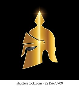 A vector illustration of Golden Medieval  Armor Helmet Vector Icon in black background with gold shine effect