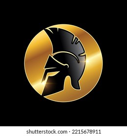 A vector illustration of Golden Medieval  Armor Helmet Vector Icon in black background with gold shine effect