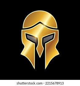 A vector illustration of Golden Medieval  Armor Helmet Vector Icon in black background with gold shine effect