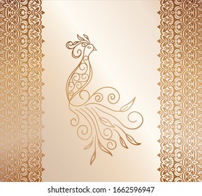 Vector illustration of a Golden mehndi pattern, a set of floral and animal elements based on traditional Asian ornaments. Paisley Mehndi Tattoo collection Doodles