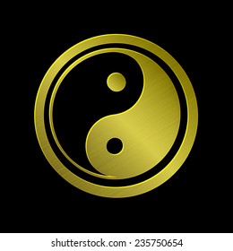 vector illustration of golden metallic Jin Jang, black background