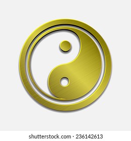 vector illustration of golden metallic Jin Jang, white background