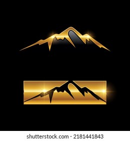 A vector illustration of Golden Mountain Symbol Logo Sign