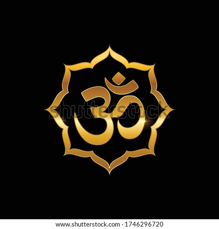 A vector illustration of golden ohm and lotus symbol sign 