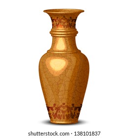 Vector illustration of golden ornate vase