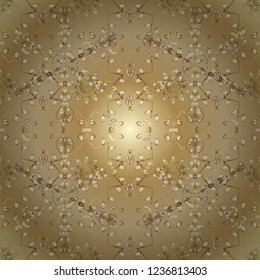 Vector illustration. Vector golden pattern. Seamless golden textured curls. Oriental style arabesques. Colors with gold elements.
