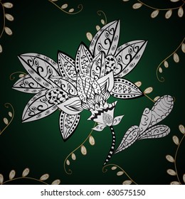 Vector illustration. Vector golden pattern. Seamless golden textured curls. Oriental style arabesques. Background with golden elements.