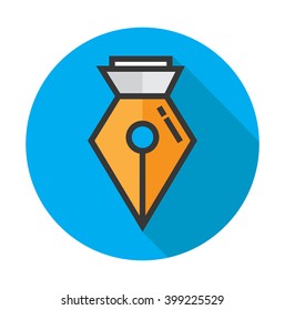 Vector Illustration of Golden Pen in Flat Style with Shadow