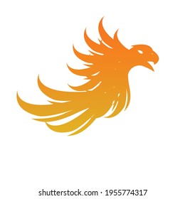 vector illustration of a golden phoenix flying, great for freedom and nature logos or icons