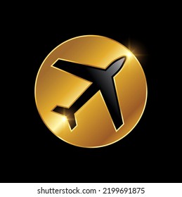 A vector illustration of Golden Plane Travel Tourism Logo Sign