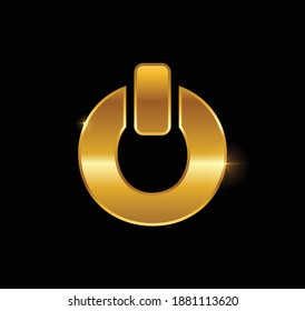 A Vector Illustration of Golden Power Button Sign
