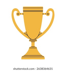 Vector illustration with a golden prize cup. Perfect for award ceremonies, sport events, trophy presentations, prints, cards or certificates design. Sports and achievement concept.