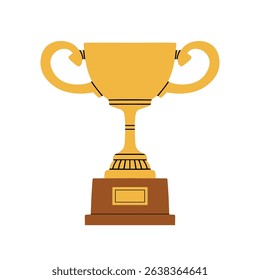 Vector illustration with a golden prize cup. Perfect for award ceremonies, sport events, trophy presentations, prints, cards or certificates design. Sports and achievement concept.