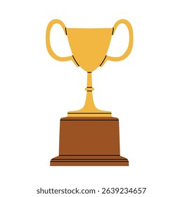 Vector illustration with a golden prize cup. Perfect for award ceremonies, sport events, trophy presentations, prints, cards or certificates design. Sports and achievement concept.