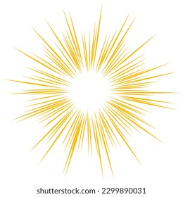 vector illustration of the golden radius of the sun or the sun bursting on white background