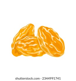 Vector illustration, golden raisins, isolated on white background.