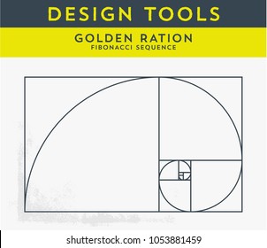 Vector Illustration of Golden Ration and the Fibonacci Spiral. Useful Tool for any Graphic Designer. Graphic Tutorial, which shows the Method of Creating a Gold Spiral Perfect for Logo Design.