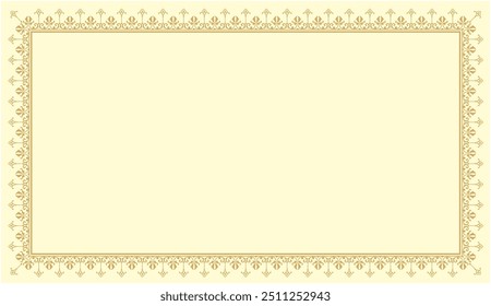 Ilustração vetorial de elemento de borda de quadro retangular dourado, adequado para quadros de certificado, caligrafia, capas, cartões de convite