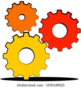  Vector illustration Golden and red cogs