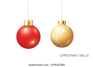 vector illustration golden and red color christmas ball design template on white background.