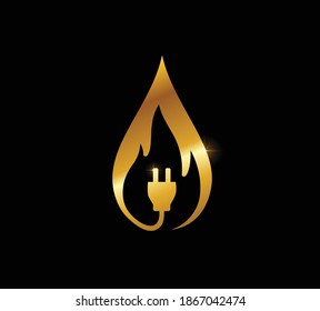 A Vector Illustration of Golden Resources Water Fire and Electricity Sign 
