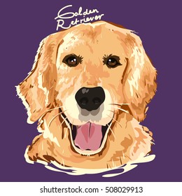 A vector illustration of Golden Retriever Painting Poster