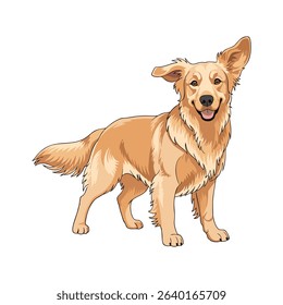 Vector illustration of a golden retriever puppy isolated in white