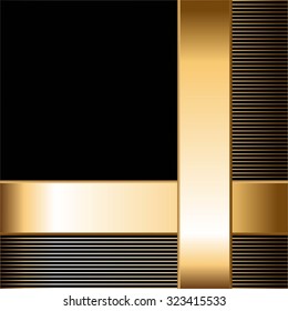 Vector illustration of Golden ribbons on a black background.