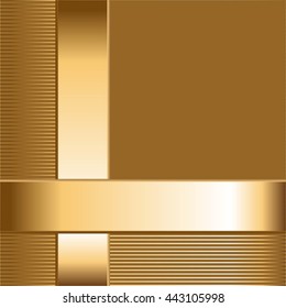 Vector illustration of Golden ribbons and stripes on a brown background.