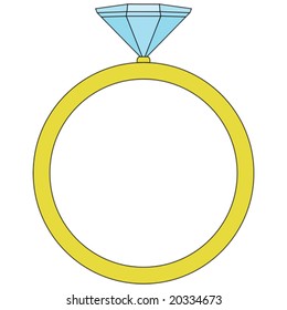 Vector illustration of a golden ring with a diamond on top