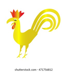 Vector illustration of a golden rooster on a white background