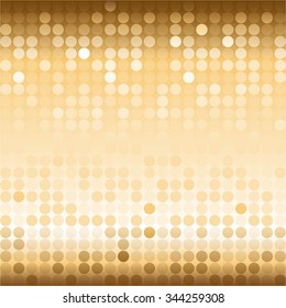 Vector illustration of Golden round sequins on a gold background.