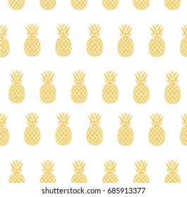 vector illustration of golden seamless pineapple background pattern.