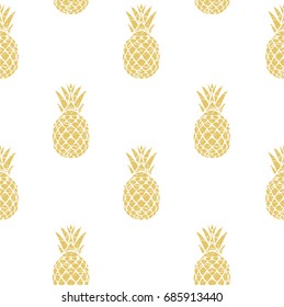 vector illustration of golden seamless pineapple background pattern.