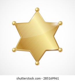 Vector illustration golden sheriff badge star  blank