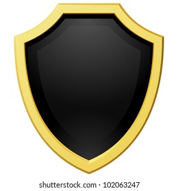Vector illustration golden shield with a dark background