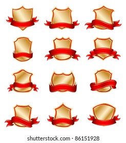 ilustración vectorial de los escudos dorados